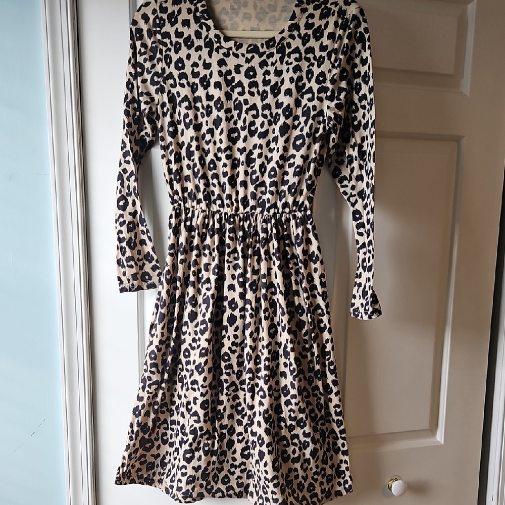 Leopard Print Long Sleeve Dress